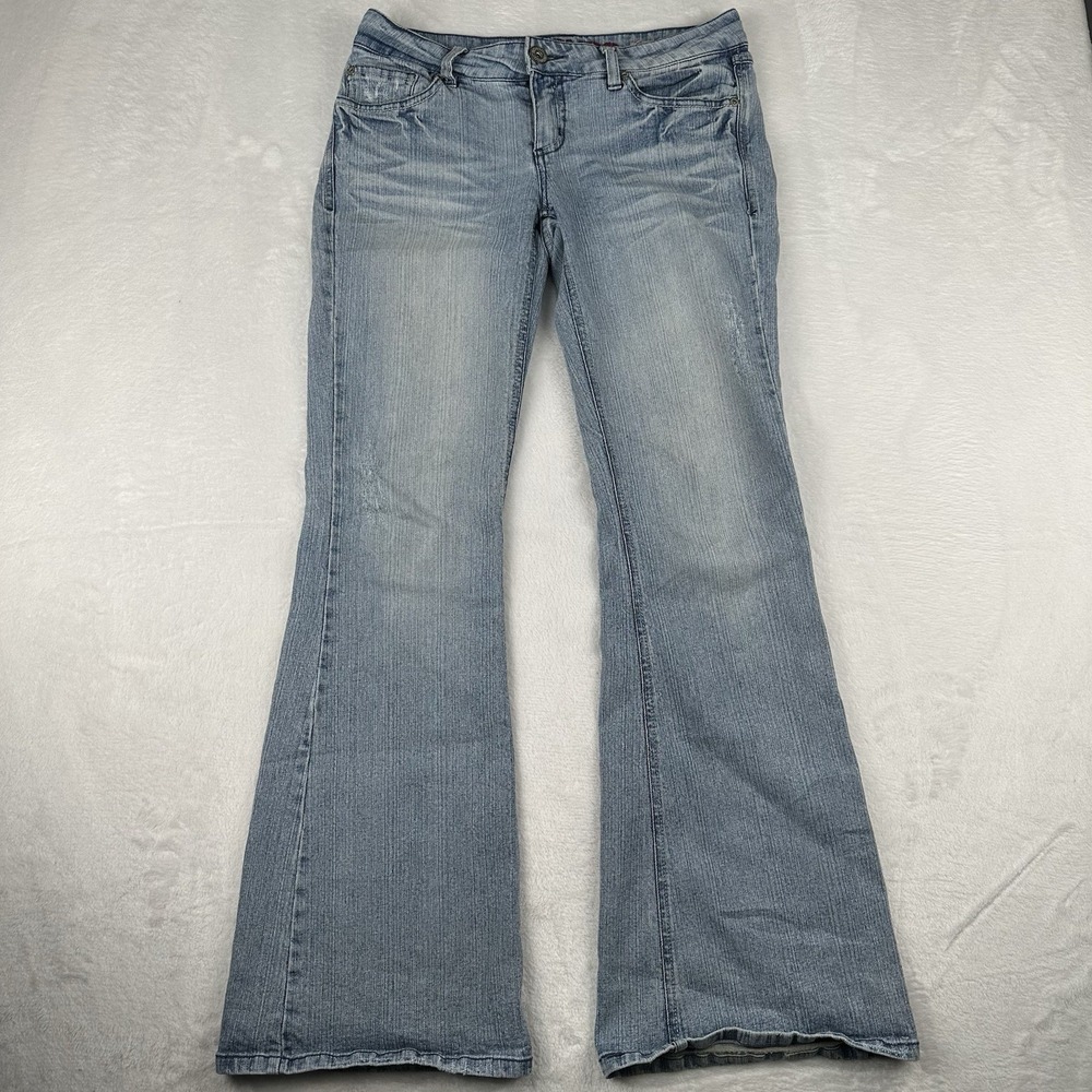 VTG Y2K Women's Bongo Light Wash Fabulous Flare Denim Flap Pocket Jeans Size 9